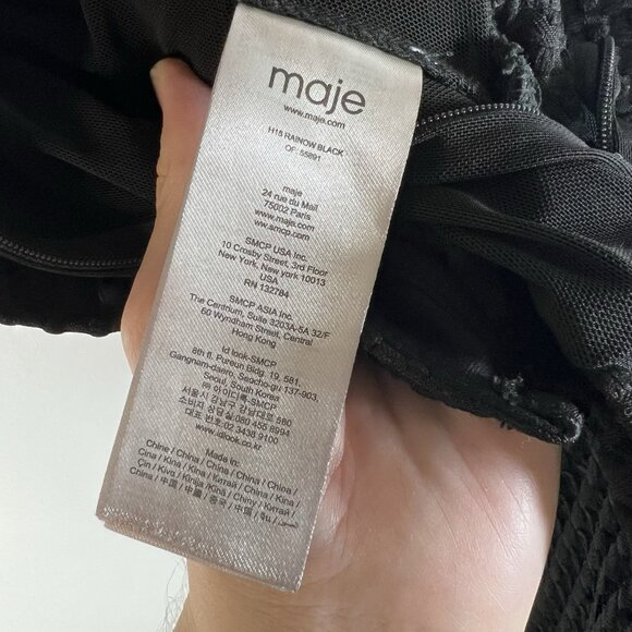 Maje‎ Womens Back Zip Sleeveless Crew Neck Layered Swing Dress Black Sz 1/Small - Picture 10 of 12